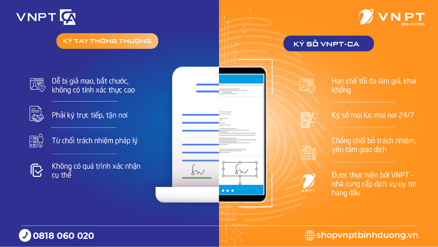 Sự khác biệt giữa ký tay thông thường và Ký số VNPT CA