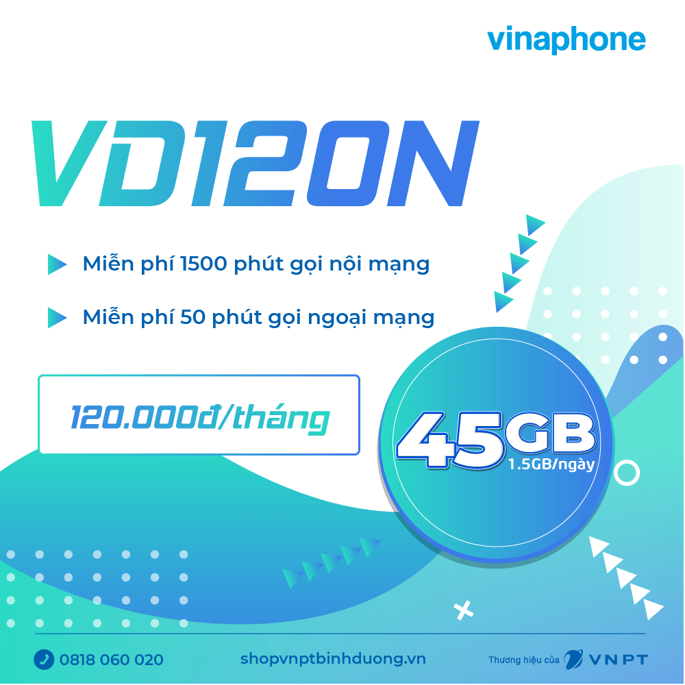 VD120N-combo VD120N - Gói cước Combo Data + Thoại/SMS của VinaPhone