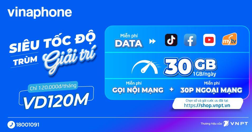Sim kèm gói Vinaphone VD120M siêu ưu đãi, thưởng phim hay, chấp mọi mạng xã hội