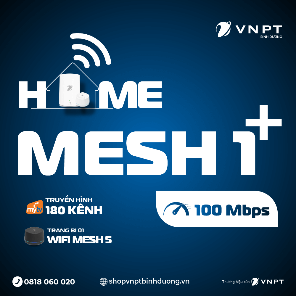 HOME MESH 1+ - Gói cước internet wifi mesh tích hợp truyền hình MyTV của VNPT