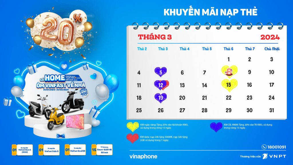 Khuyến mãi ưu đãi Vinaphone tháng 3